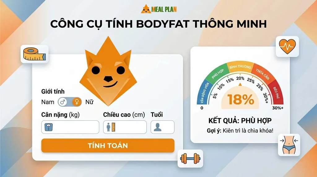 Công cụ tính Body Fat thông minh giúp đo tỷ lệ mỡ cơ thể chính xác và nhanh chóng