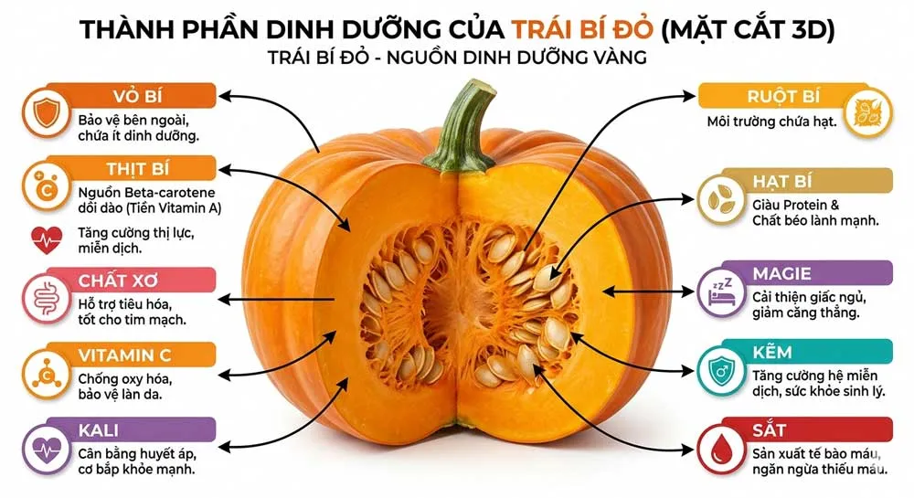 Bí đỏ bao nhiêu calo? Tại sao giảm cân cần bí đỏ
