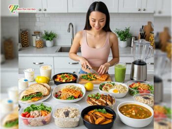 Thực đơn giảm cân từ từ voiw các món yogurt, trái cây,đậu hủ, bánh mì, trứng, thịt bò, cá ngừ, gà nướng và một số rau củ