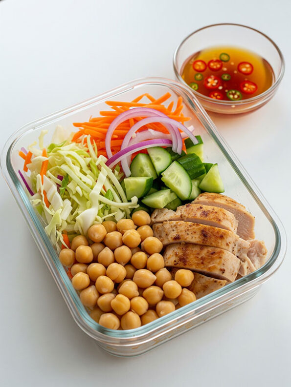 Salad đậu gà, ức gà chiên với rau củ vị chua ngọt-1.jpg