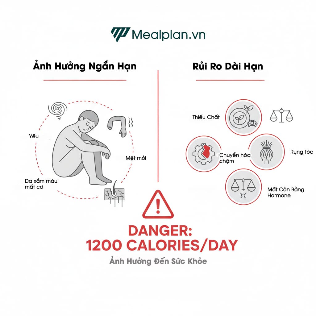 Mức độ nguy hiểm của thực đơn 1200 calo